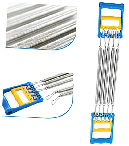 Toddmomy Expansor De Pecho Resortes Desmontables Equipamiento De Entrenamiento Muscular Portátil para Hombres Ejercitador De Brazos y Hombros Azul Amarillo