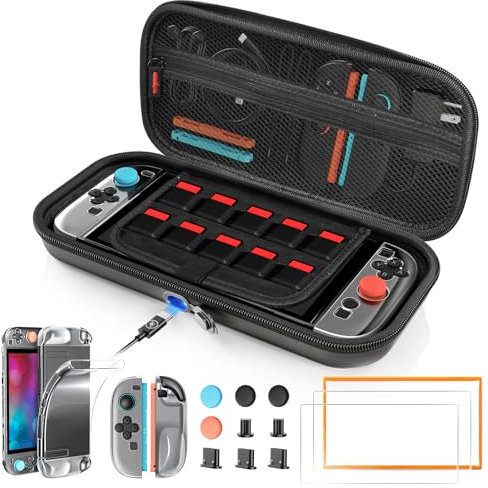 Auarte Custodia da trasporto per Nintendo Switch 2, set di accessori per Switch 2, include custodia per il trasporto, pellicola protettiva HD con telaio di allineamento e tappo antipolvere
