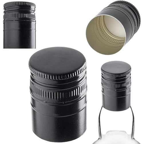 KADAX 100-pack skruvlock ⌀ 30×44mm Svart – Aluminium vridlock för vinflaskor, likör, juice & olja | Lufttätt & återanvändbart