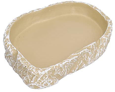 Zerodis Bol d'eau de Nourriture pour Reptiles, Plat d'alimentation en Résine pour Tortues 'Aquarium, Tortues, Lézards, Mangeoire Jaune pour Animaux de Compagnie