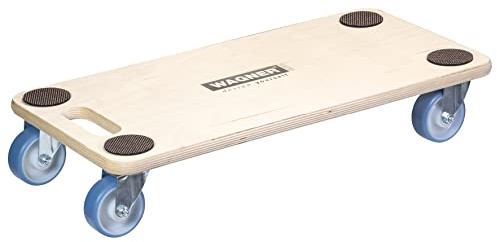 WAGNER Transportroller Transporthilfe I Schichtholz 59 x 29 x 11 cm, Tragkraft 200 kg I Möbelroller für Umzüge I Schwerlastrollbrett mit Soften Rollen I Tragegriff I Antirutsch I FSC® I Made in DE