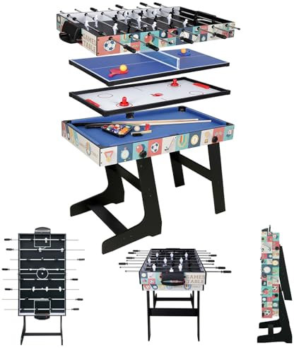 HLC 4 In 1 Multi Combination Sport Game Table Set for Kids Table Tennis Table, Pool Table, Table Football, Slide Hockey (4ft, 1.2m)