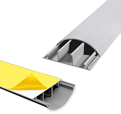 ARLI Kabelkanal Fussboden Kabelbrücke TV Wand 2X 1m halbrund selbstklebend 70 x 20 mm grau Boden Fußboden halbrund rund (2 Stück mit 1 m)