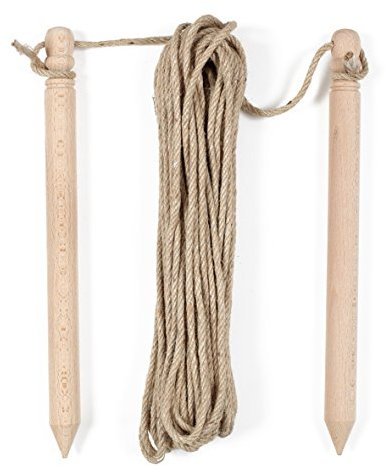 La Cordeline CJN24 Cordeau Jardin sur Sachet Lin Ecru 10 m avec 2 Piquets Hêtre 4 mm 10,2 x 1,5 x 10,2 cm, Naturel