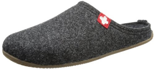 Living Kitzbühel Unisex-Erwachsene Pantoffel Schweizer Kreuz mit Fußbett Pantoffeln,Grau (Anthra 600), 44 EU