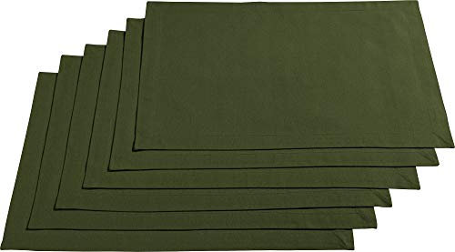 REDBEST Tischset, Platzset, Untersetzer Uni 6er-Pack Seattle, 100% Baumwolle dunkelgrün Größe 30x45 cm - Robustes, glattes Gewebe, mit hochwertigem Kuvertsaum