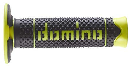 Domino Paar Lenkergriffe aus Gummi weiß/schwarz/gelb FLUO DSH (DOMINO SOFT HAND) für Motorrad OFF ROAD CROSS/ENDURO Länge: 120 mm Zubehör: 97.5595.04-00