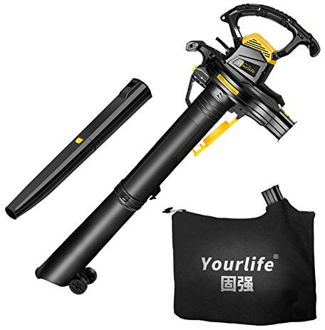 ACXZ Soffiatore a Foglia e Aspirafoglie e Trituratore Elettrico Potente con Ruote, Rapporto di triturazione 16:1, 3800W/6 velocità Regolabile, Sacchetto di Raccolta 40L