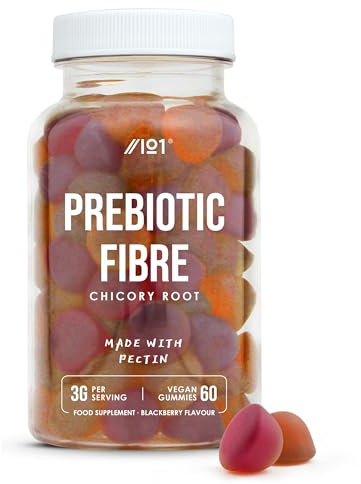 Prebiotic Fibre Gummies 3g - 60 Vegan Gummies - Chicory Root Inulin, BlackBerry, Strawberry & Peach Flavour (30 Day Supply) by Alpha01