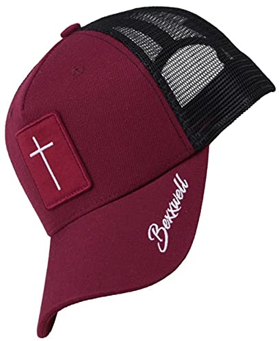 Bexxwell Trucker Cap rot/schwarz mit Kreuz-Patch (optimale Passform, Kappe, red, Black, Truckercap, Cross, Cap, Unisex)