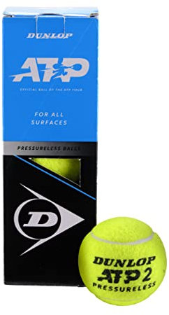 Dunlop Tennisball ATP Pressureless – für Sand, Hartplatz & Rasen (1x3er Dose)
