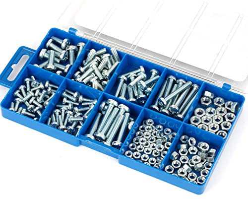BAAB FASTENER Assorted Nuts and Bolts, M4 M5 M6 Machine Screws Assorted Phillips Pan Head Nuts and Bolts Assortment Kit 192 pcs