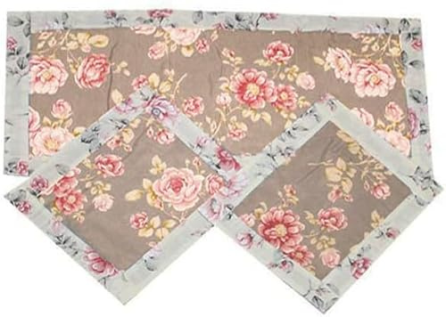 Russo Tessuti Tris Centri Centrini Runner Rose Decoro Mobile Tavolo Centro Roses Arredo Casa-Grigio