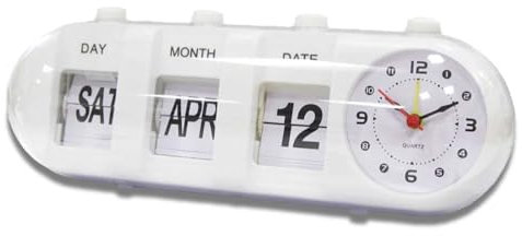 HERCHR Perpetual Desk Calendar with Clock,Manual Flip Alarm Digital Alarm Manual Score Board Desk Countdown Beside Clock With Calendar Display for Home Living Room Office Desk Decor