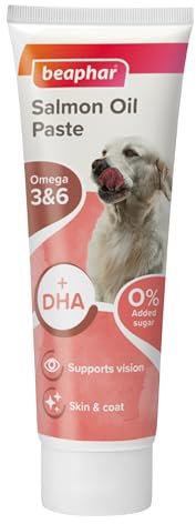 Beaphar - Salmon Oil Paste for Dogs - Promotes Glossy Coat - Supports Vision & Overall Health - Contains Omega 3 & 6 - For Dogs of All Ages - 100g Tube