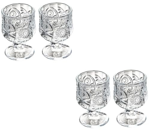 BESTonZON 4pièces Verres à Vin Rétro Verre Transparent De Coupes à Liquide Multifonctionnelles Pour Dégustation à Domicile