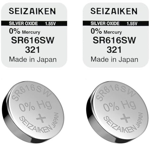 Lot de 2 Piles Bouton SR616SW (321) – 1.55V – Fabriquées au Japon – pour Montres, Calculatrices et Petits Appareils – Haute Fiabilité – Large Compatibilité