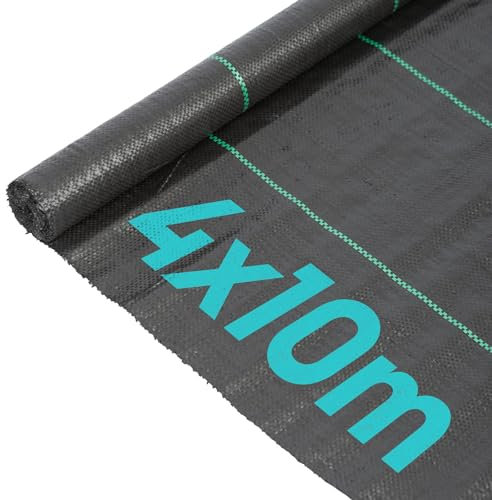 Harbour Housewares 110gsm Weed Control Membrane - 2 Rolls of 2M by 10M each - Black Heavy Duty Weed Control Fabric Barrier Ground Cover for Garden, Patios, Flower Beds, Landscaping