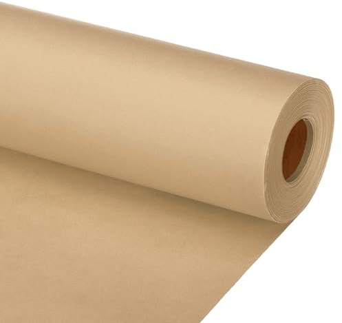 PATIKIL Wrapping Paper, 15x1000(80') Bulletin Board Paper Roll Kraft Paper Roll Construction 80GSM for Shipping Packing Gift Wrapping Craft Flower Bouquet Christmas, Brown