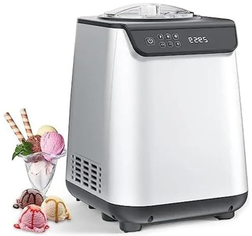 Machine à crème glacée 135 W, Machine à crème glacée entièrement Automatique avec compresseur intégré, Machine à Yaourt aux Fruits, la pré-congélation n'est Pas nécessaire, Bol à crème glacée