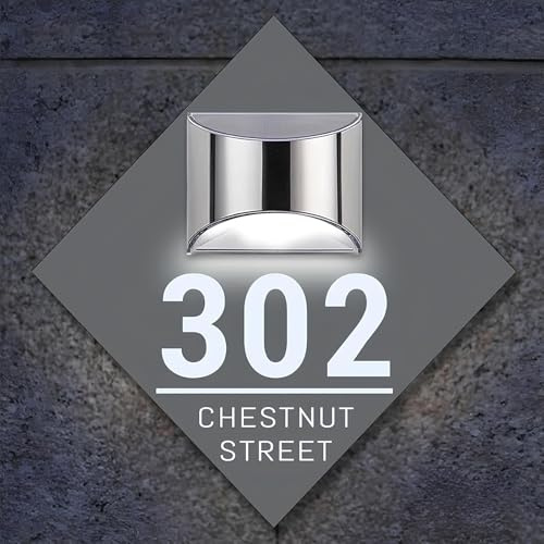 BeNsil Plaque de Maison Solaire Personnalisée,Numero de Maison Exterieur Solaire,Numéros De Maison, Adresses,Noms De Rue - LED Moderne pour Les Maisons, Les Hôtels.