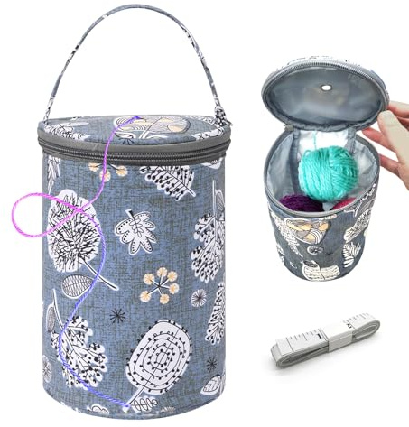 SwirlColor Bolsa de Punto Portátil con Cremallera para Hilos y Agujas de Lana, con Regla - Tamaño Mediano