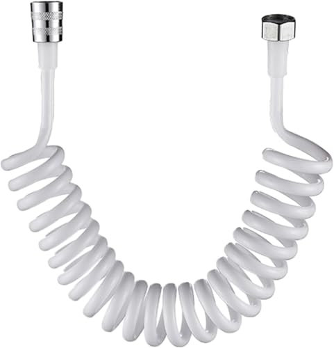 Generic Flexible de douche à ressort en polyuréthane 5 m Blanc Design spirale 3,5 mm d'épaisseur