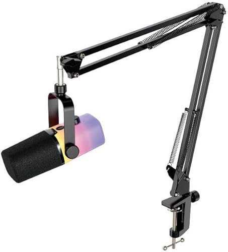 ZealSound USB Microphone with Boom Arm, RGB Gaming Mic for PC, PS5, Laptop, Tablet, Phone, Noise Cancelling Condenser Mic with Quick Mute, Gain Control for Streaming, Podcasting, ASMR, Vocal Recording