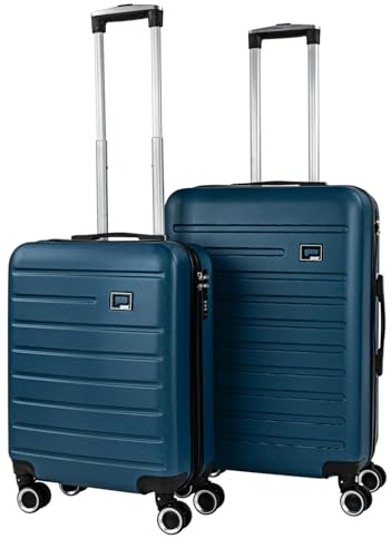 SKPAT - Juego Maletas De Viaje rígidas Trolley con Candado de Combinacion TSA y 4 Doble Rueda 360° Set Maletas De Viaje Ligeras y Resistentes, Marino