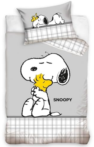 DHESTIA HOME Funda Nórdica de Cuna Disñeo Snoopy 100% Algodón SNO213027 Color Único Talla Talla Única