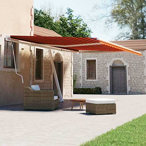 Qnhdfrt Freistehende Standmarkise Einziehbar 600x300 cm Orange Braun für Terrasse Garten und Balkon mit Kurbel und 360° Drehfunktion
