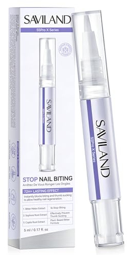 Saviland Stop Nail Biting Pen: Effektivt nagellack mot nagelbitande, snabbtorkande, stoppar nagelbitare och tumsugare. För vuxna och barn. För bitna och skadade naglar. Bitter formula