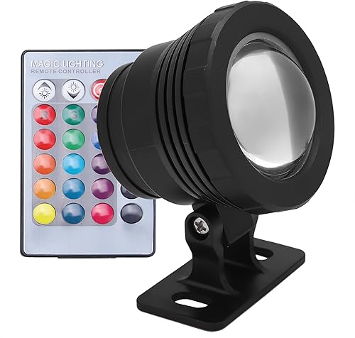 Xiuganpo Lampe sous-Marine RVB Multicolore pour Paysage Extérieur, Lumière étanche Longue Durée avec Télécommande pour étang de Jardin, Piscine, Rocaille (Aluminium plastifié Noir)