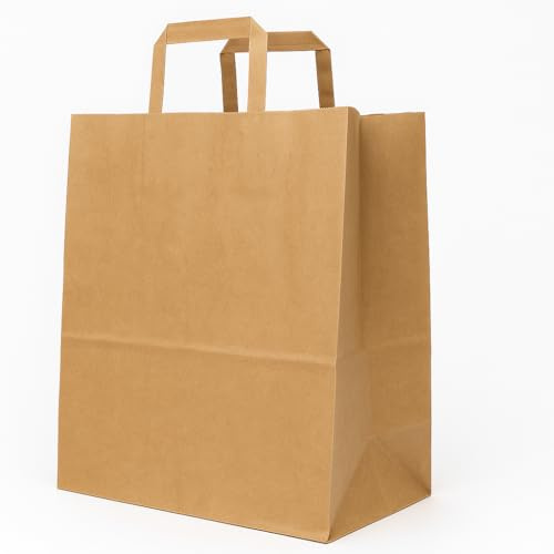 BeFreeX - Bolsas de papel kraft con asa plana 26×17×29 cm | Packs de 175 y 350 unidades | Resistentes, ecológicas y personalizables | Bolsas para regalo | Para tiendas, eventos y comercios (350)