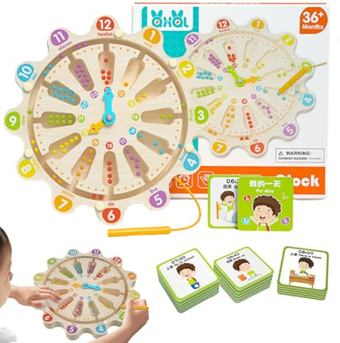 Générique Jouet d'apprentissage Magnétique – Tableau De Comptage avec Horloge Puzzle en Bois De Couleurs Et De Chiffres Entraînement De La Motricité Fine Activité Préscolaire Jouet Inspiré De Enf
