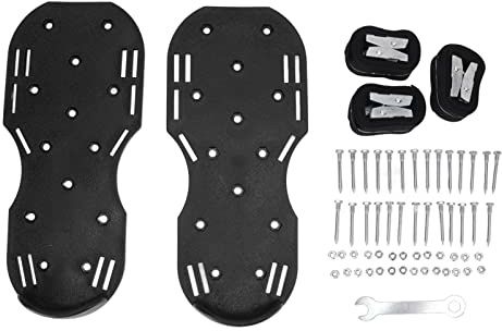 Haofy Gräsluftarskor, Sandaler med Gräspigg för Trädgårdsarbete med Metallspänne Av Zinklegering, Slitstarkt PP-material för Luftning Av Gräsmattor och Jordlossning (BLACK)