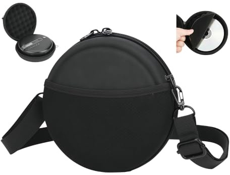 LUCKCDUO Étui Lecteur CD Portable, Étui de Rangement sécurisé, pour Lecteur CD avec Sangle de Transport réglable conçue, Housse EVA Protection pour Les trajets Quotidiens et Les Voyages,