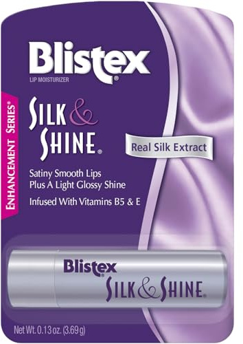 Blistex Silk & Shine Lip Balm, 0.13 Ounce Tube, Vitamin B5 & E, Bulk Lip Balm, Super Smooth Lip Moisturizer, Sheer Gloss for Finished Appearance, 1 Pack