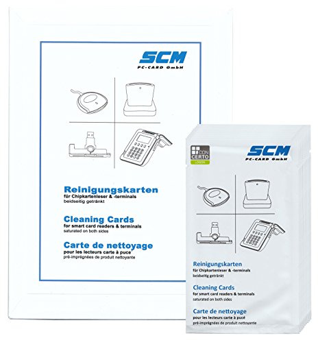 SCM PC-Card GmbH Kit de 10 Cartes de Nettoyage pour Lecteur de Carte avec Boîte de Rangement Pratique