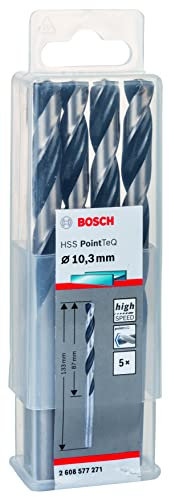 Bosch Professional 5-Piece PointTeQ HSS Twist Drill Bit (for Metal, 10.3 x 87 x 133 mm, Drill Driver Accessories)