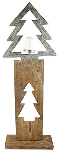 Riffelmacher XL Baumsäule mit Baum-Kerzenhalter 70733 - Natur Silber 100x37cm