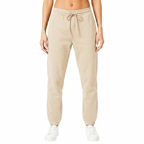 Light & Shade Women's Fleece Joggers with Drawstring Waist Tapered Tracksuit Bottoms Soft Cotton Blend Sweatpants for Gym & Loungewear (Sand, M)