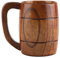 Joyzan Wooden Beer Mug, Handmade Retro Rustic Wooden Tankards Men Wood Camping Cup with Handle Outdoor Travel Mug Without Lid Drinks Juice Milk Water Tea Coffee Vintage Bar Whiskey Cocktail Drinkware