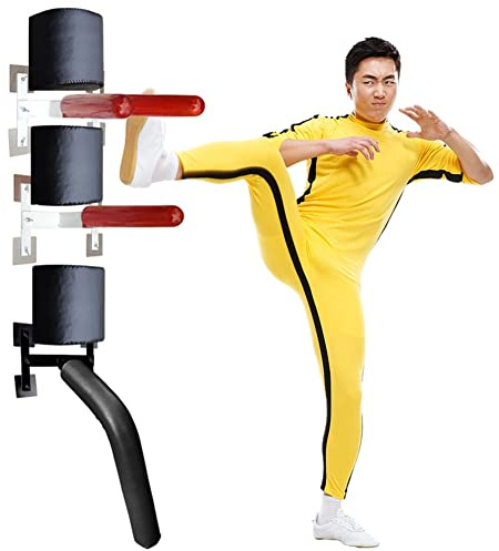 DYK&NX Wing Chun Dummy, Holzpuppe Kampfsport-Training, Tragbarer Wand Schlagpolster Mit Federarm, für Kung Fu Home Wall Marble Surface Training