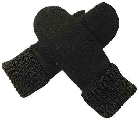 Moufles Hiver Femmes Gants Thermiques en Cachemire Tricotés Doux Mitaines à Doigts Complets Epais Doublure en Laine Gant Couleur Unie Elégant pour Shopping Conduite Ski Vélo Moto Cadeau de Noël