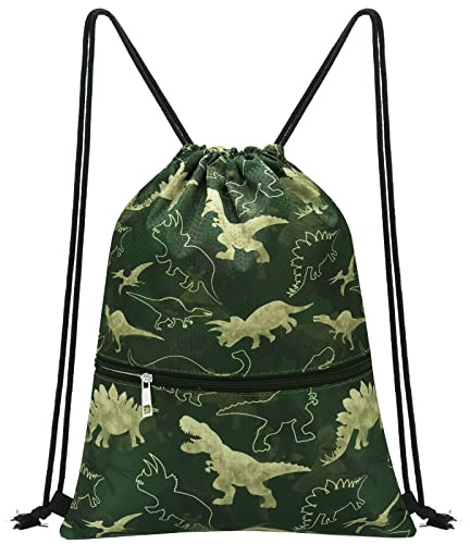 WAWSAM Kids Drawstring Gym Bag with Zippered Pocket String Backpack