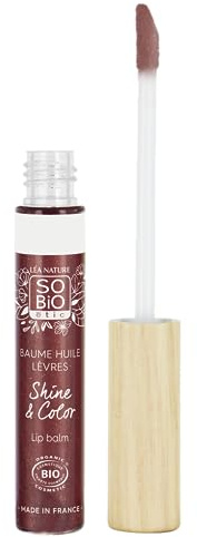 LÉA NATURE SO BiO étic| Baume huile à lèvres certifié bio – Shine&Color | Diamant rosé | Lèvres nourries & brillantes | Texture non-collante | Synergie d'huiles végétales|Vegan|Made in France | 5 ml