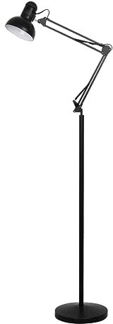BEL AIR HOME - Lámpara de Pie con brazo articulado ANTIGONA - diseño vintage retro - 1xE27 (BOMBILLA NO INCLUIDA) (NEGRO)