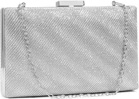 BAIGIO Glitzer Clutch Damen Elegante Abendtaschen Glänzende Damen Silber Clutch Tasche Kleine Brauttasche Vintage Handtasche Umhängetasche für Party Hochzeit Kettetasche