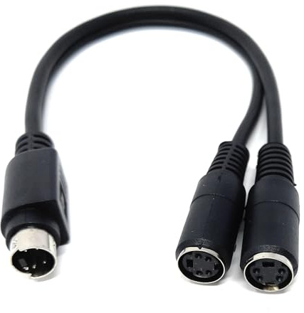 DRUT 25cm S-Video 4 Pin Mini DIN to 2 x Sockets Female Y Splitter Connector Extension Adapter Cable 0.8ft